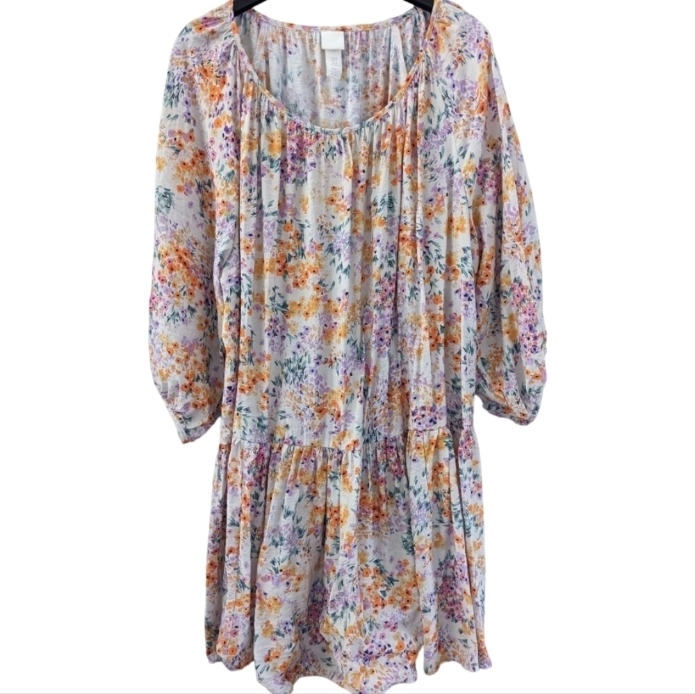 H&M Airy Floral Flowy Long Sleeve Bohemian Babydoll Dress, size Medium - Picture 3 of 7